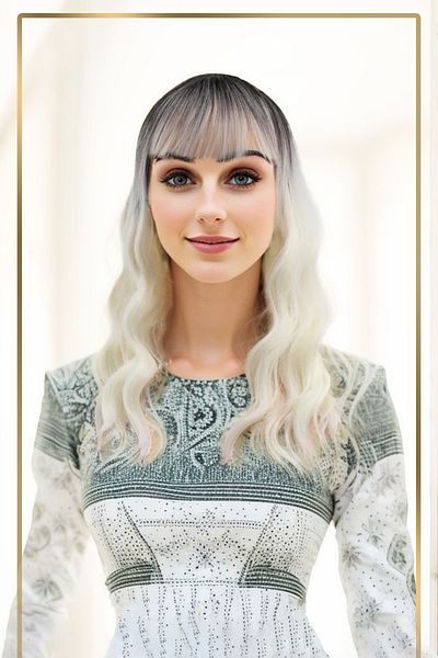 KONAK PERUK Brown / White Platinum Ombreli Fiber Synthetic Wig - Wavy and Short Perch