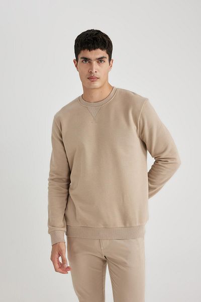 DeFacto Φούτερ με κανονική εφαρμογή Crew Neck Thick Basic Απλό T3777az24sp