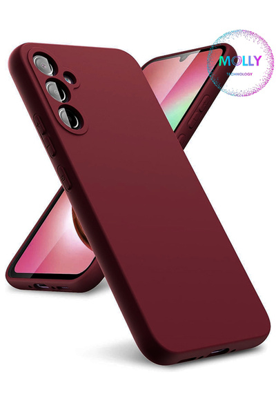 Molly Samsung Galaxy A34 Için Kırmızı Erik Içi Kadife Silikon Kılıf