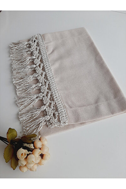 ZÜMAL قماش كتان مكرامية محبوك يدويًا مقاس 35 × 110 (لون ذهبي فضي)