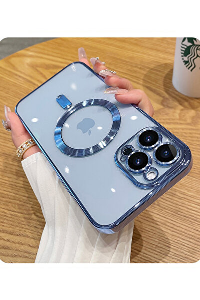 Molly iPhone 13 Pro MAX Için Sierra Blue Lazer Lens Korumalı Magsafe Silikon ...