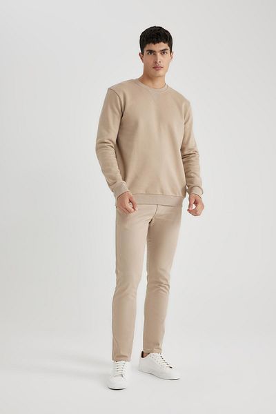 DeFacto Φούτερ με κανονική εφαρμογή Crew Neck Thick Basic Απλό T3777az24sp