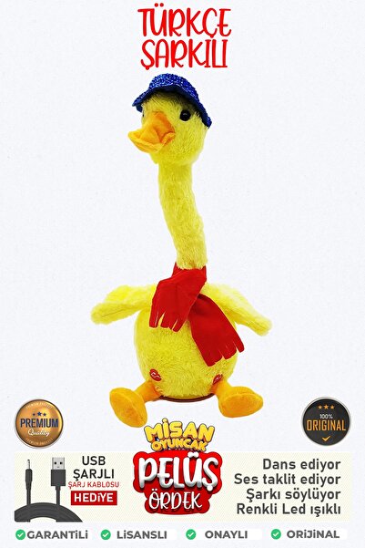 misan Türkçe Müzikli Dans Eden Konuşan Sarjlı Peluş Dans Eden Ördek