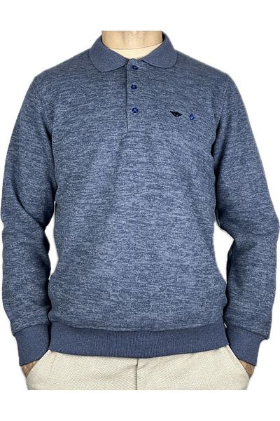 APT PRESTIGE Men's 2-Piece Claret Red Blue Regular Fit Winter Thessaloniki Sweater with Polo Collar Pockets
