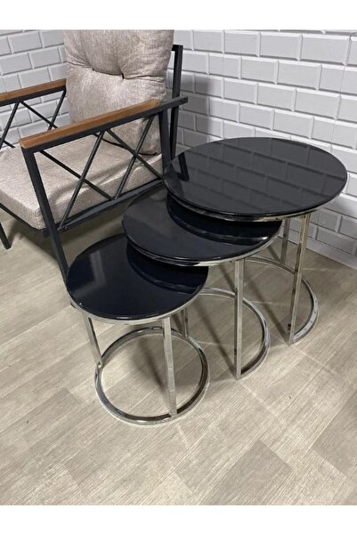 tubihome Mdf Tabla 3'lü Zigon Sehpa