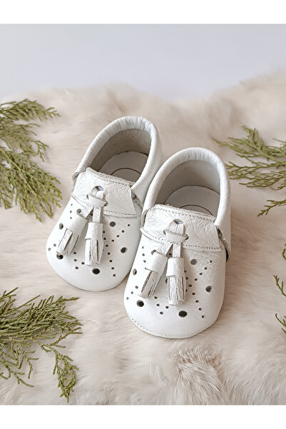 Hodore Axel White Genuine Leather Baby Loafers