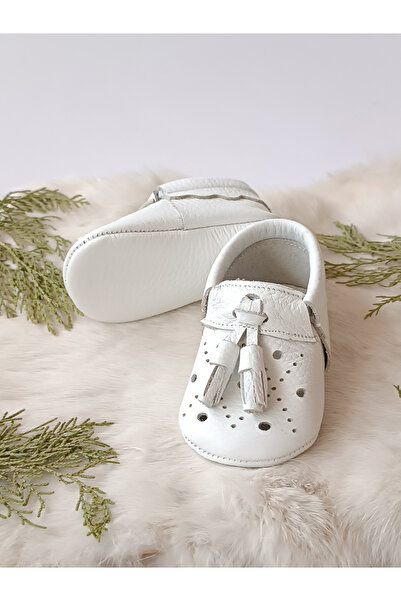 Hodore Axel White Genuine Leather Baby Loafers