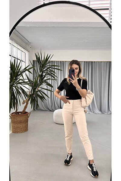 ByCukurovaFrango Lora Super Beige Mom Boyfriend Jeans High Waist Stretchy 2024