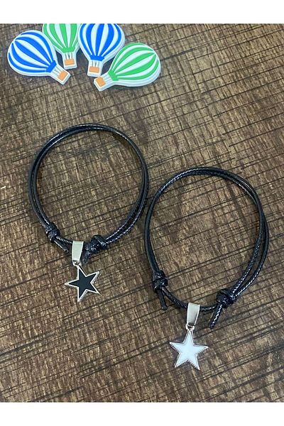 oldskoolbutik Black and White Star Couple Bracelet