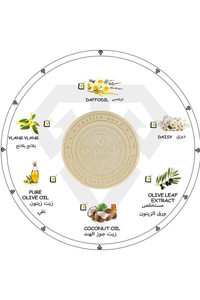 Anatolia Soap Sumerian Narcissus Chamomile Ylang-ylang Soap Aromatherapy, Revitalizes Skin and Strengthens Weak Hair