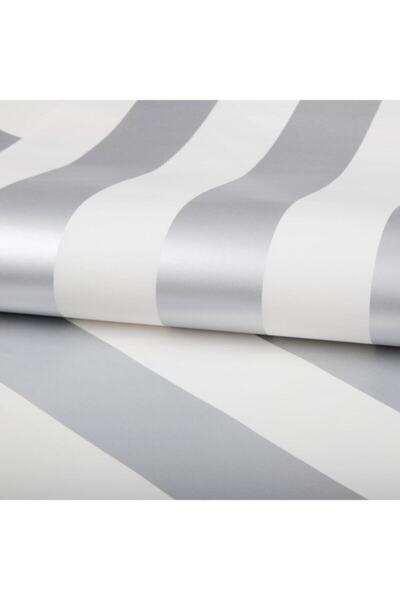 Bien Duvar Kağıtları Exclusıve Gümüş Beyaz Çizgili Duvar Kağıdı 7930