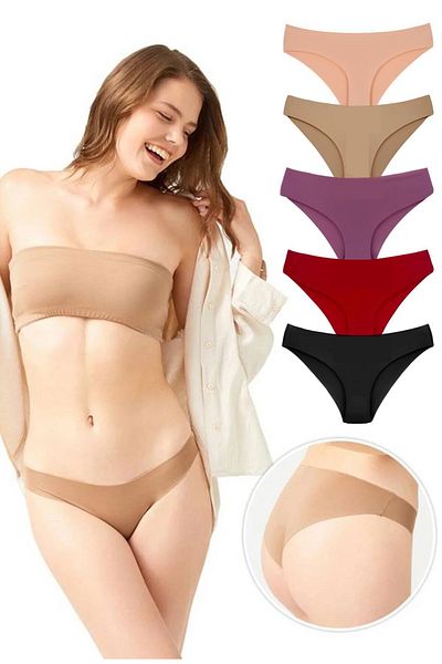 GECKO COLLECTION gecko laser cut women's slip panties 5 pieces