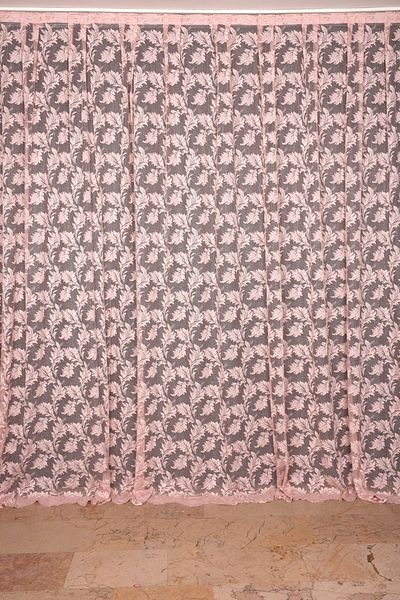 AKÇA TEKSTİL LEAF MODEL TULE POWDER COLOR SINGLE WING Ready Pleated Background Curtain 300*260