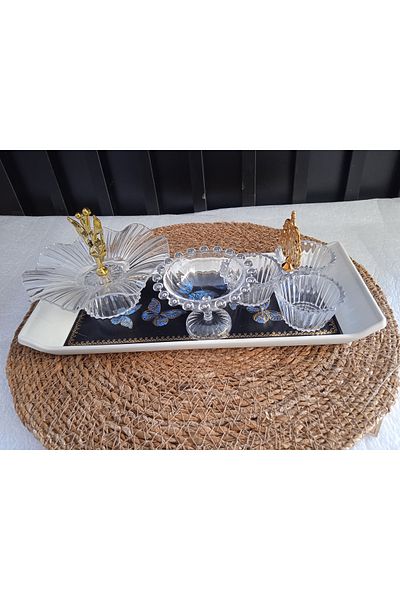 mother kitchen Acrylic Presentation Set with Tray Butterfly Pattern