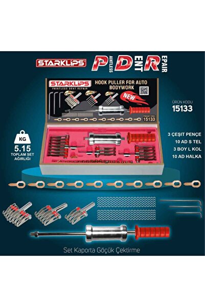 Star Klips Set Kaporta Göçük Çektirme Tokmak + 3 Çeşit Pençe + 10 Ad S Tel + ...