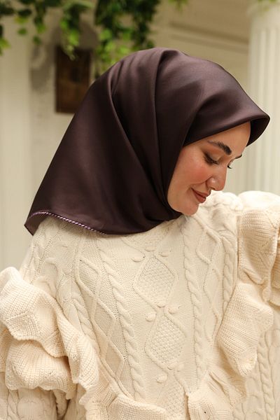 Silk Home Μεταξωτό κασκόλ με ριγέ άκρη
