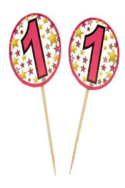 Kazanabil 20 PACK 1 YEAR OLD MIXED FIGURES PARTY SHARDS PINK
