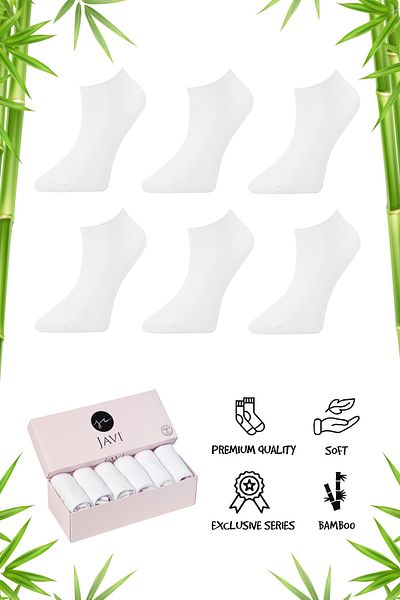 javi Bamboo Women's Booties White Seamless Premium Boxed 6 Pieces