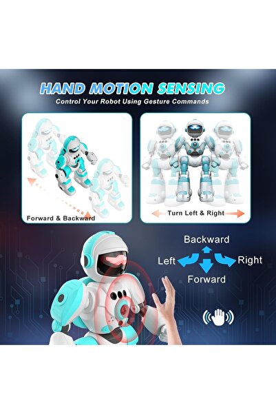 VATOS Çocuklar için uzaktan kumandalı robot oyuncak, ses değiştiricili ve kayıt cihazlı RC robotu