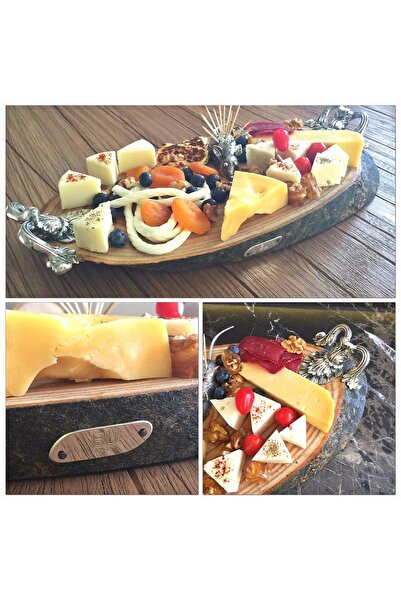 BUCONCEPT Döküm Kulplu Ahşap Peynir Servisi Tabağı