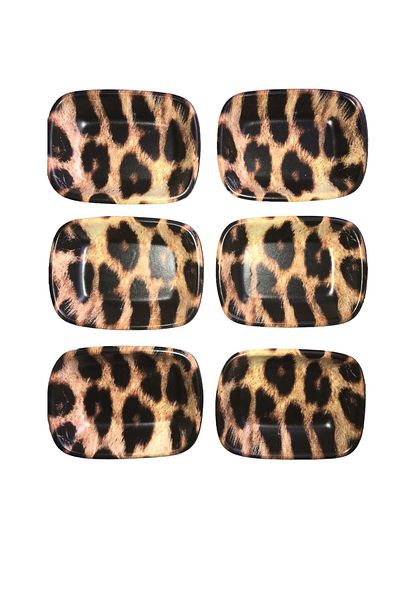 Keramika 13 cm Leopard Patterned Rectangular Boat - Set of 6