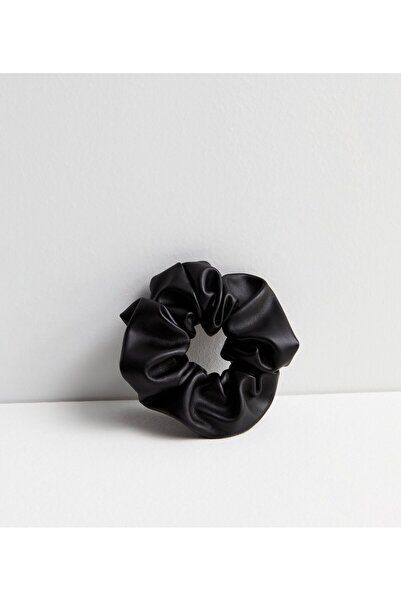 Atılgan Grp Suni Deri Siyah Orta Boy Scrunchie, Simit Toka