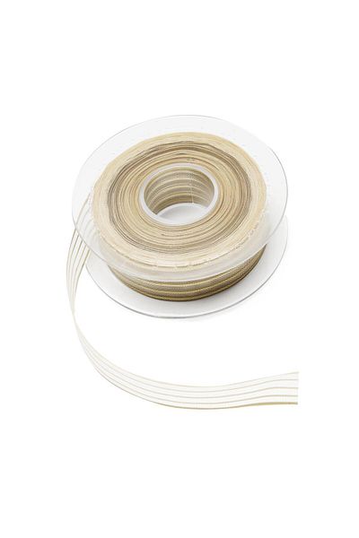 Nazarone Φανταχτερή κορδέλα σιφόν Glitter 2,5cm-20mt -κρέμα(103)