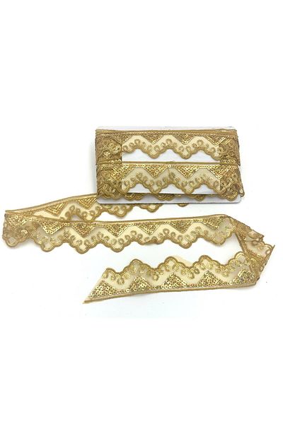 Nazarone Organza Sequin Lace 3703(13-657) 13,5m-gold