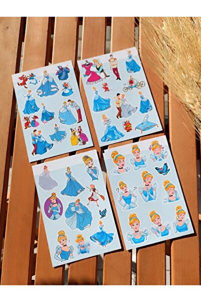 EyER Shoping مجموعة ملصقات ملصقات مقاس A6 من Cinderella مكونة من 4 صفحات - تص...