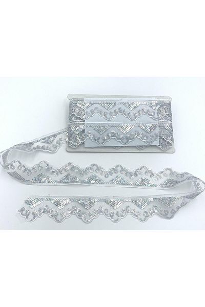 Nazarone Organza Sequin Lace 3703(13-657) 13,5m-silver