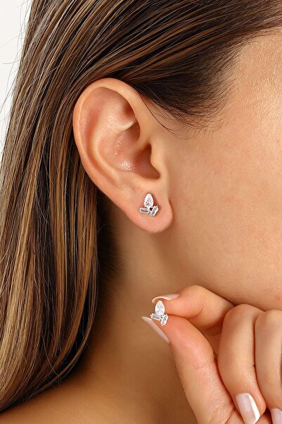 MySilvers Gümüş Asimetrik Nokta Küpe