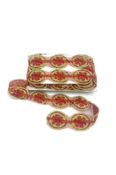 Nazarone Organza Sequin Lace A8-1703 13,5m-red Gold