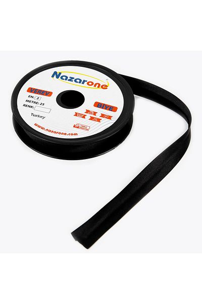 Nazarone Μαύρο Σατέν - Πιέτα 2cm, 25mt