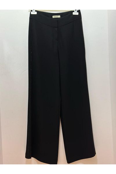 GARNİ High Waist Loose Cut Stone Detail Fabric Trousers
