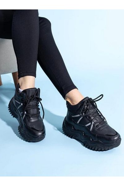 Aleza Shoes Black High Sole Women's Sneakers