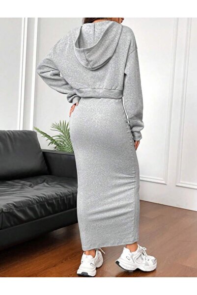 Styling Park Spor Tarz Elbise ve Sweatshirt Takım