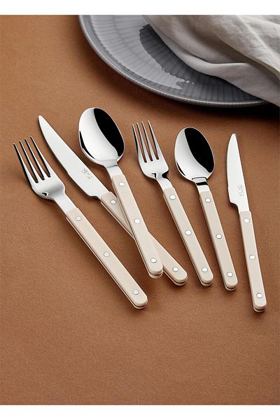 The Mia Comida Fork Spoon Knife Set Beige 24 Pieces
