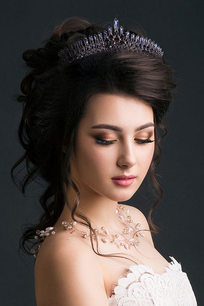 Hayalperest boncuk Model Antares Coroana de nuntă prințesă cu cristal de henna de mireasă bleumarin