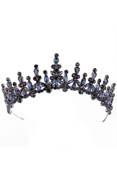 Hayalperest boncuk Bright Shuttle Jewelled Bridal Crown Costume Crown for Henna Night Dark Blue