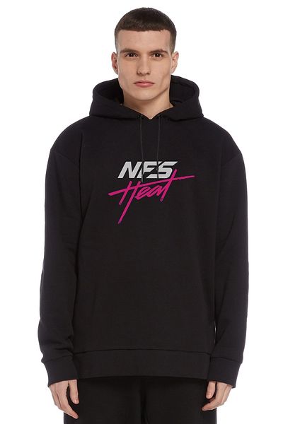 QIVI Nfs Heat Printed Black Men's Knitted Hooded Sweatshirt Long Sleeve