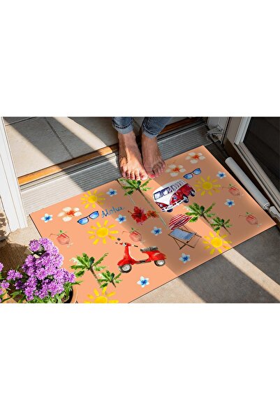 Evsebu Pienso Home Turuncu Parti Dekoratif Kapı Önü Paspası