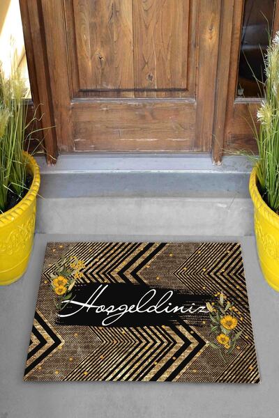 Evsebu Hoşgeldiniz Bej Ok Dekoratif Kapı Önü Paspası