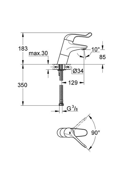 Grohe Sink Faucet Suitable for Disabled Use - Chrome 32790000