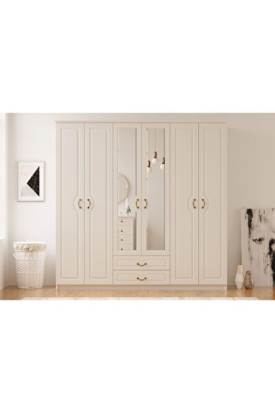 Rabi Yağmur Country 6 Kapaklı 2 Çekmeceli Mega Gardırop