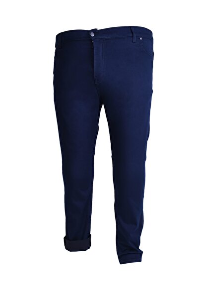 Morwagon Чоловічі великі розміри Сині лляні штани