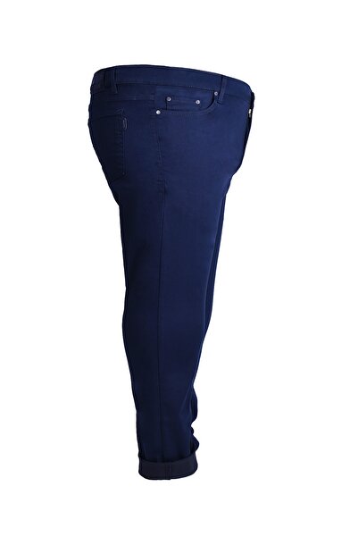 Morwagon Чоловічі великі розміри Сині лляні штани