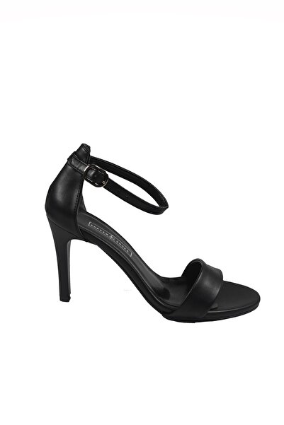KARVENSHOES Sandale negre pentru femei cu curea la gleznă cu toc subțire 003