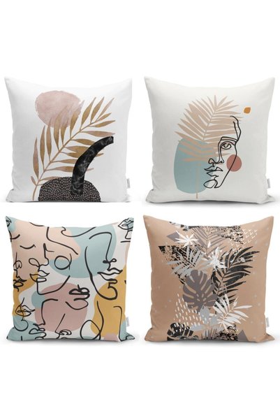 Hayveys Bohemian Motifs Special Designed 4-Piece Pillow and Cushion Cover Set