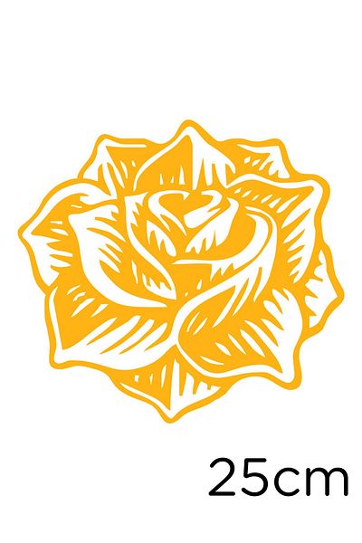 New Jargon Spring Opened Rose Grain Sticker Paste 25cm for Vehicle and Wall - Yellow