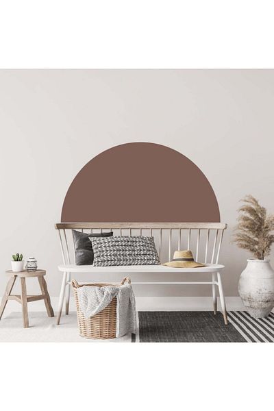 Walldeco Стикер за стена с полукръгъл дизайн в стил бохо с горещо какао